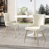 thumbnail of Esszimmerstuhl 2er Set 85x47x49 cm Samt Beige+Gold mit Metallbeinen modern bequem pflegeleicht als Dining und Loungestuhl vielseitig einsetzbar