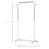 thumbnail of Perchero Estándar de Ropa Ajustable Portátil Ruedas 68,5x42x87-145 cm Blanco Plata