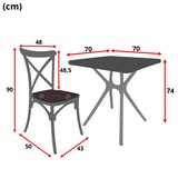 thumbnail of Conjunto de 2 sillas Cross con mesa cuadrada de resina Hugo