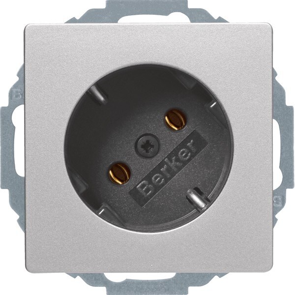 Berker SCHUKO-Steckdose alu/samt 47276084