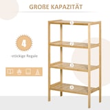 thumbnail of Regal Bambus Natur 62x33x112 cm 4 Ebenen Standregal für Wohnzimmer Bad Küche Balkon Büro, kombinierbares Gestell, 17 cm Bodenfreiheit