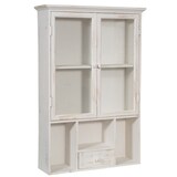 thumbnail of Biscottini Mobiletto bagno sospeso Legno e vetro 89x60x18 cm - Vetrinetta da parete per bagno e cucina - Vetrina bianca porta detersivi salvaspazio