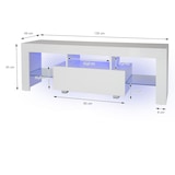 thumbnail of ML-Design TV-Lowboard 130x49x45 cm Weiß Holz LED Glasregal Modern Fernsehschrank TV-Möbel Wohnzimmer