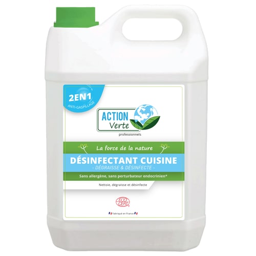 Action verte desinfectant cuisine 5L Ecocert - nettoie, dégraisse et désinfecte