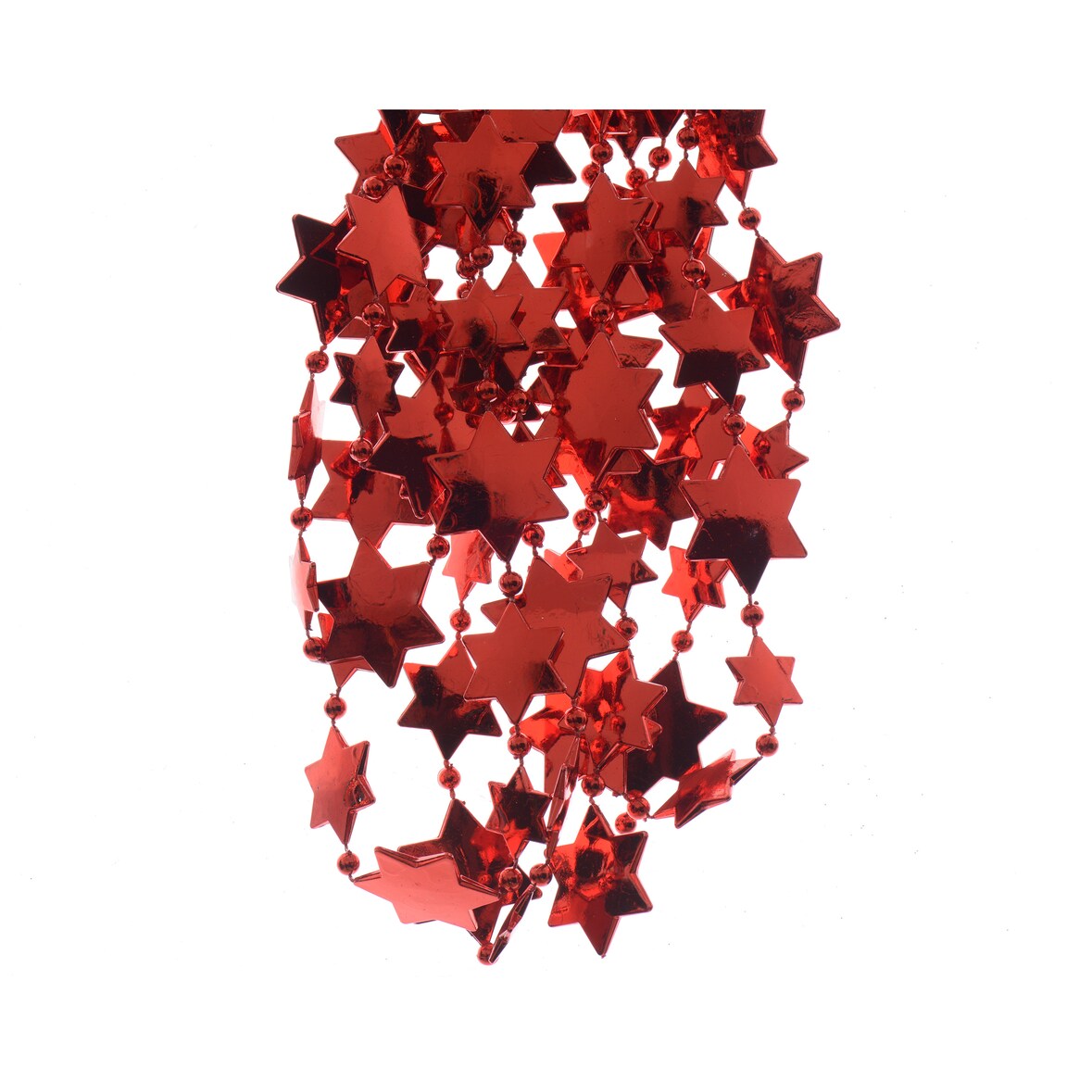 1 Perlenkette mit Sternen Kunststoff 2,7 Meter Weihnachtsbaum Deko Sternenkette Weihnachtsbaumkette Christbaumschmuck Weihnachtsdeko Weihnachtsrot