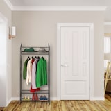 thumbnail of Relaxdays Kleiderständer Metall, Garderobenständer mit Schuh- & Hutablage, offener Kleiderschrank, 161x78x36 cm, schwarz