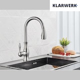 thumbnail of NAVIS | Elegante roestvrijstalen uittrekbare keukenkraan zilver | Luxe mengkraan hoge boog | Hogedrukkraan 360° draaibaar 2 aansluitingen