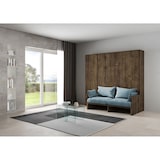 thumbnail of Cama doble plegable Kentaro de 160 cm con sofá y columna de nogal, azul claro
