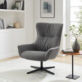 thumbnail of SalesFever Polstersessel | mit Drehfunktion | Bezug Strukturstoff | Gestell Metall schwarz | B 85 x T 83 x H 103 cm | grau