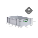 thumbnail of PROREGAL Eurobox NextGen Color | HxBxT 17x40x60cm | 34 Liter | Griffe grün geschlossen | Glatter Boden | Eurobehälter, Transportbox, Transportbehälter