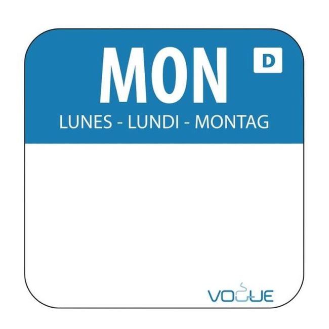 Vogue Selbstauflösende Lebensmittelrotationsetiketten Montag (1000 Stück)