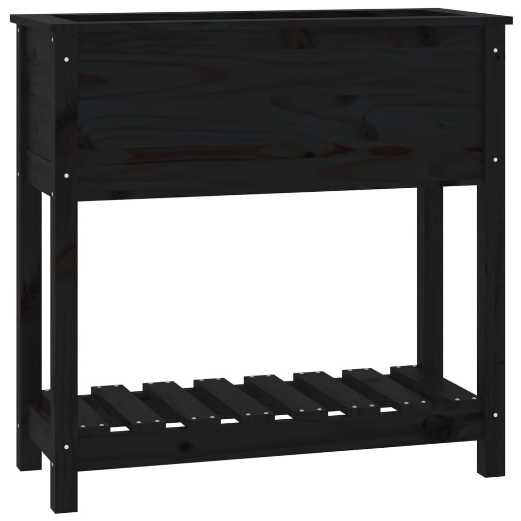vidaXL Pflanzkübel mit Ablage Schwarz 82,5x34,5x81cm Massivholz Kiefer