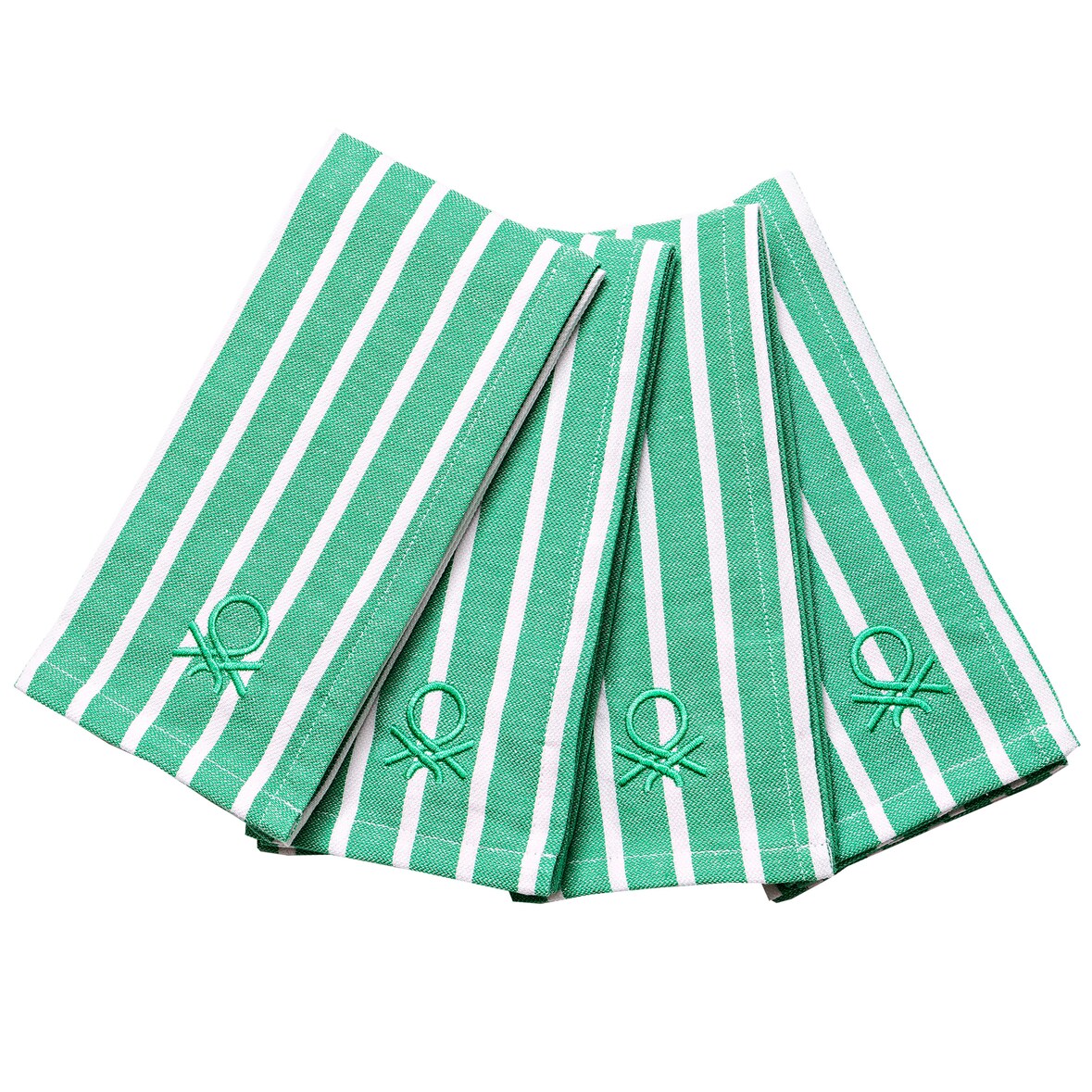 Benetton - Set mit 4 Servietten, 33 x 45 cm, 170 g/m², 100 % Baumwolle, dunkelgrün, Tevere