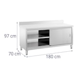 thumbnail of Helloshop26 - Base in acciaio inox piano di lavoro per cucina ante scorrevoli con paraschizzi 180 x 70 cm portata 600 kg 14_0005092