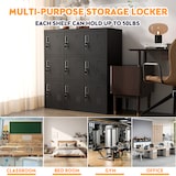 thumbnail of Metallschrank Spind 9 Türen 100x90x40 cm Schwarz mit Schlössern und Kartenfächern, belüftet, pulverbeschichteter Stahl für Büro und Umkleide