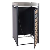 thumbnail of Décoshop26 - Abri poubelle avec bac à plantes porte verrouillable 125 x 68 x 80 cm métal aspect bois de hêtre anthracite 04_0005704