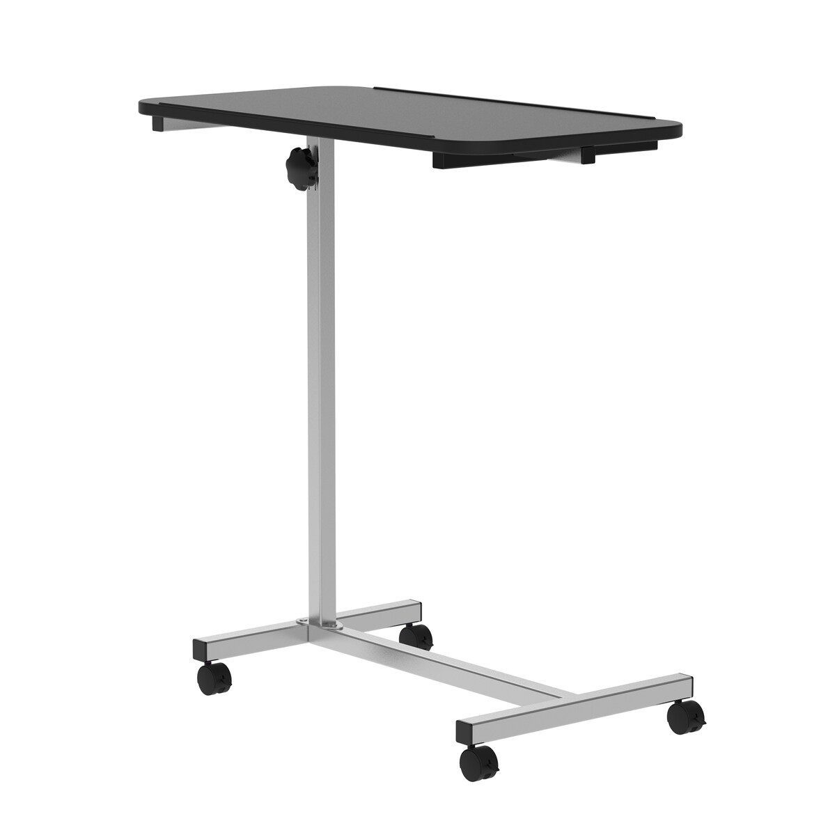 Mesa auxiliar con ruedas mesa para sofá con altura ajustable y marco de metal carga 20 kg para dormitorio salón oficina 77x40x76-100 cm negro y plata
