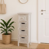 thumbnail of Kommode T18, Schubladenschrank Schrank, 4 Schubladen, 74x30x25cm Shabby-Look Vintage ~ weiß