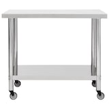 thumbnail of DELUKE® Edelstahl Arbeitstisch mit Rollen BEWO 100x60x85cm, Edelstahl Gastro-Tischwagen Arbeitsfläche Gastro-Küchentisch Servierwagen mobil