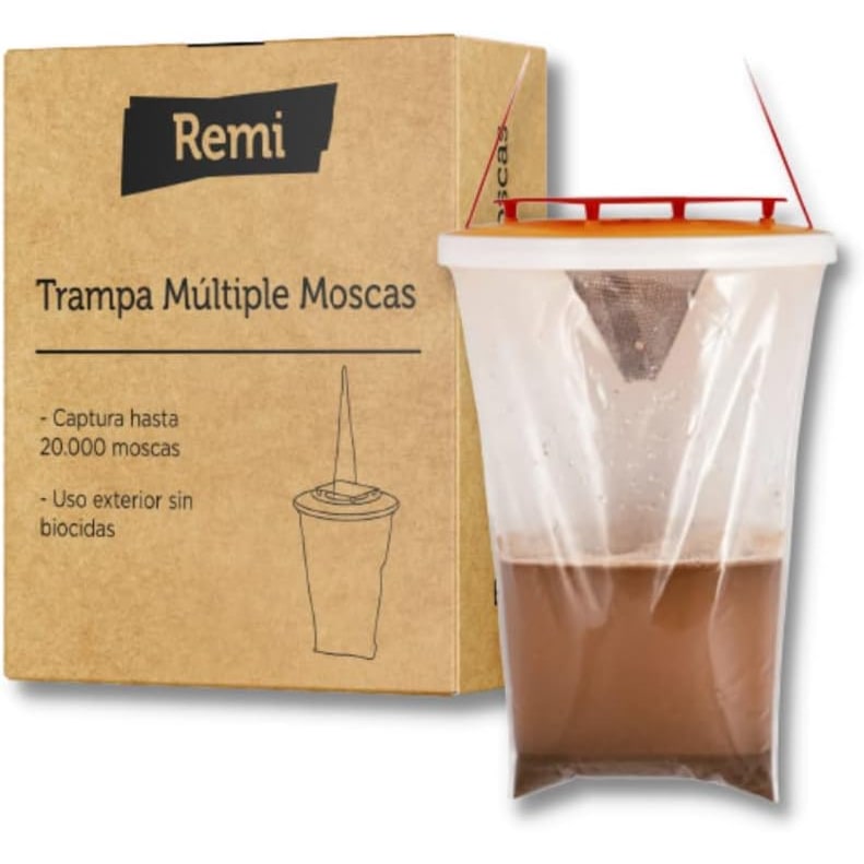 Trampa Múltiple Moscas Remi Hogar | Captura hasta 20.000 Moscas | para Exteriores | Sin biocidas| Fácil instalación | Efecto de Cebo | Calidad R+