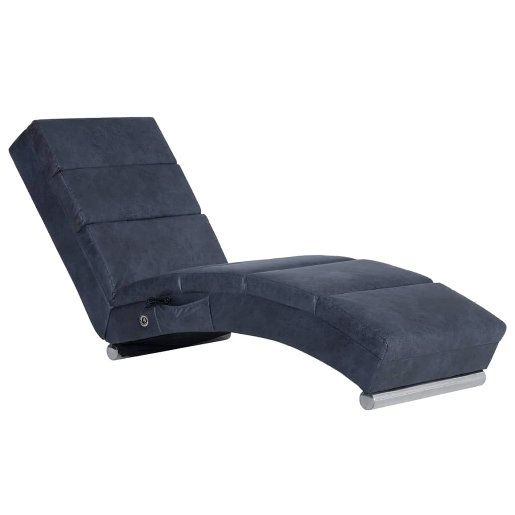 vidaXL Massage Chaiselongue Grau Wildleder-Optik