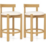 thumbnail of COSTWAY Set van 2 barkrukken, houten barkrukken met rugleuning en voetsteun, keukenkrukken met een zithoogte van 62 cm