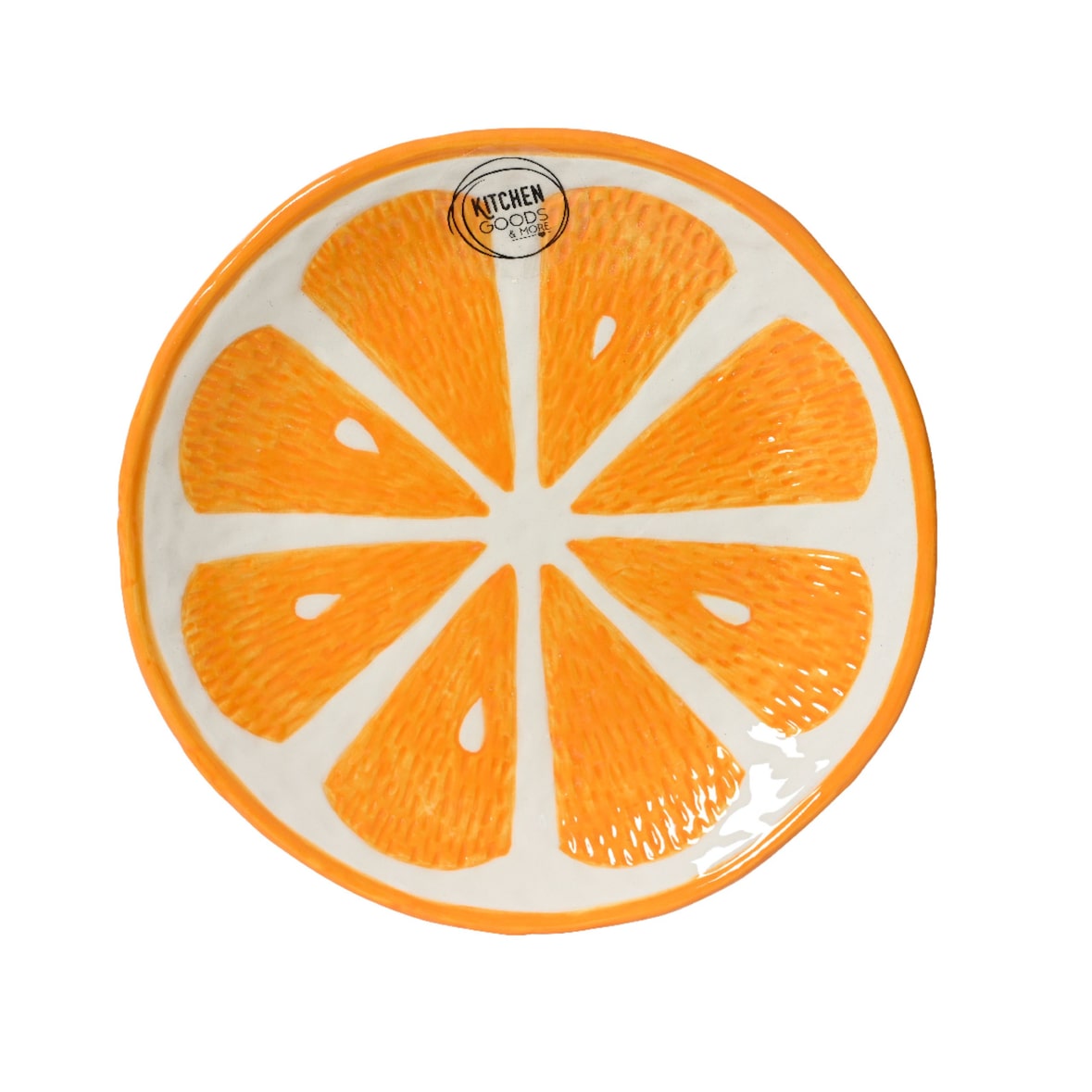 Teller 16cm Keramik im Orangen Design - Servierteller Dessertteller Kuchenteller Frühstücksteller Obstteller Dekoteller Früchte Geschirr Orange Weiß