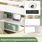 thumbnail of Hochbett 90x200 Weiß mit Schreibtisch Stauraum USB-C Multifunktion Jugendzimmer Massivholz MDF Multifunktionsbett