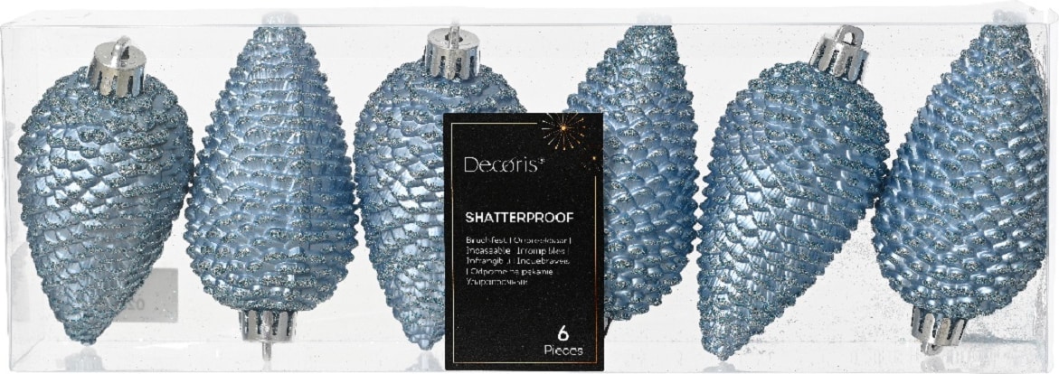 Christbaumschmuck Zapfen bruchfest Ø 4,5cm / H 8cm 6 Stk eisblau