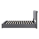 thumbnail of Bett 180x200 mit hohem Kopfteil, Stauraum und Bettkasten Europäisches Design mit Nietendekor Elegantes Doppelbett mit 108 cm Rückenlehne Grau
