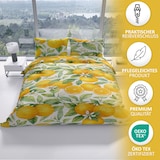 thumbnail of Seersucker Bettwäsche Baumwolle 135x200 cm Weiß Orange Grün Orangen Design Mediterran mit Reißverschluss