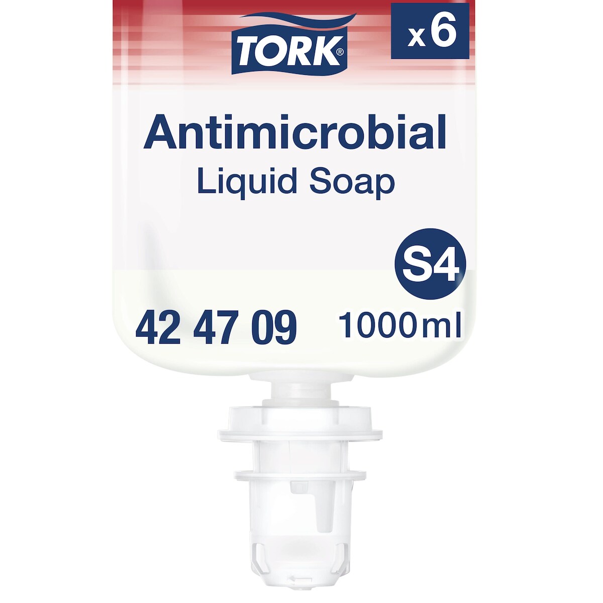 Tork antimikrobielle Flüssigseife zur Händedekontamination S4, dermatologisch getestet, 6 × 1.000 ml, 424709