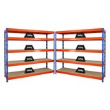 thumbnail of PROREGAL Mega Deal 2x Profi Schwerlastregal Rhino | HxBxT 180x200x60cm | 5 Spanplatten-Ebenen 8mm | Fachlast 500kg | Blau-Orange