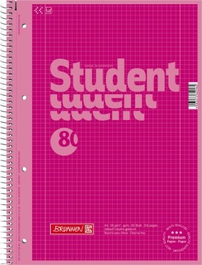 BRUNNEN Collegeblock 1067928126 DIN A4 80Bl. kariert pink