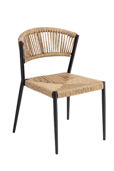 METRO PROFESSIONAL Chaise de terrasse TERRA, aluminium/rotin PE, design en corde, empilable, beige/noir