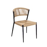 thumbnail of METRO PROFESSIONAL Silla apilable Lario, aluminio/poliratán, diseño estilo cuerda, beige/negro