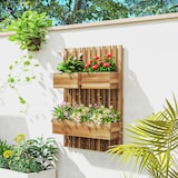 thumbnail of Outsunny Fioriera Verticale a Doghe con 3 Vasi in Legno Marrone