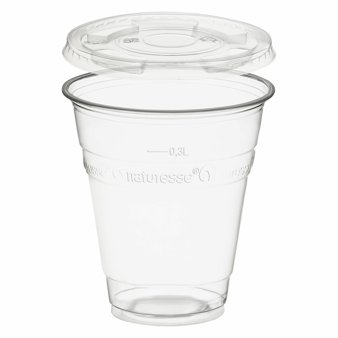 250x BIO Trinkbecher 300ml + Deckel ohne Loch aus Biokunststoff (PLA)