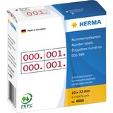 thumbnail of HERMA Etikett 4886 0-999 2-fach 10x22mm rot bedruckt 1.000 St/Pack