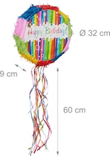 thumbnail of Relaxdays Pinata Geburtstag "Happy Birthday", Geburtstagspinata zum selbst Befüllen, Piñata Kinder, DxT: 32 x 9 cm, bunt