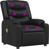 Schwarzer Massagesessel mit violetten Lichtern.