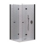 thumbnail of Box Doccia H190 Doppia Anta a Libro Trasparente Profili Neri 6mm Anticalcare - 58x68