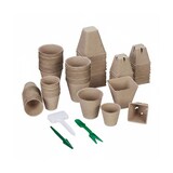 thumbnail of Relaxdays Anzuchttöpfe 96er Set, inklusive Zubehör, biologisch abbaubar, Anpflanztöpfchen, verschiedene Größen, braun