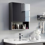 thumbnail of Spiegelschrank Bad Hängeschrank 46x14x58 cm Schwarz mit Spiegeltür 3 Fächern Edelstahl wasserfest lackiert wandmontiert