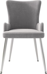 thumbnail of Esszimmerstuhl 85x47x49 cm 2er Set Samt Grau+Silber mit Metallbeinen rutschhemmend, moderne Loungesessel für Esszimmer und Wohnbereich