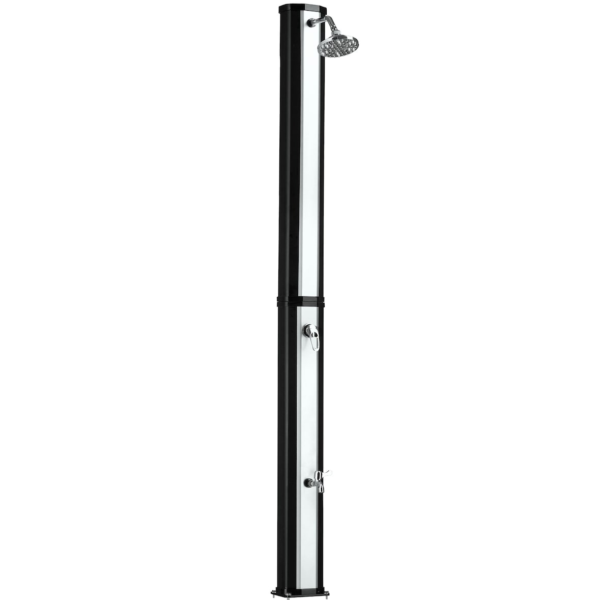 TECTAKE, ducha solar exterior multifuncional, cabezal ajustable 360°, mezclador monomando, 18x44.5x217 cm, negro/plata