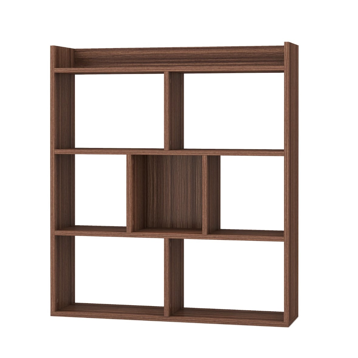 Helloshop26 - Offenes Bücherregal 80 x 20 x 90 cm mit 7 Aufbewahrungsfächern stabil und sicher modernes Design Walnussholz 20_0018512