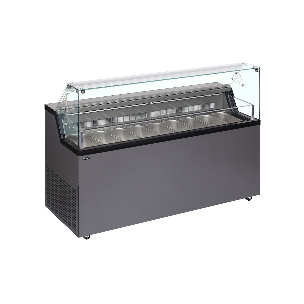 TEFCOLD Congelador para helados con mostrador, acero y vidrio, refrigeración profesional, Antracita RAL
