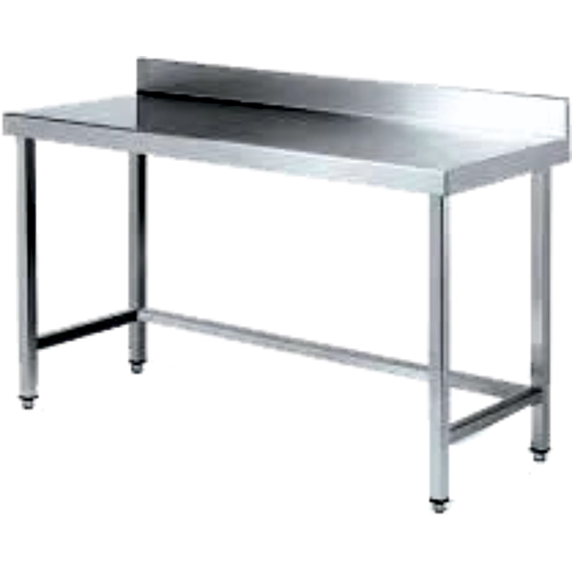 Mesa De Trabajo Industrial De Acero Inoxidable Aisi 304 Con Peto Trasero Y Patas Regulables En Altura 600X700X850Mm