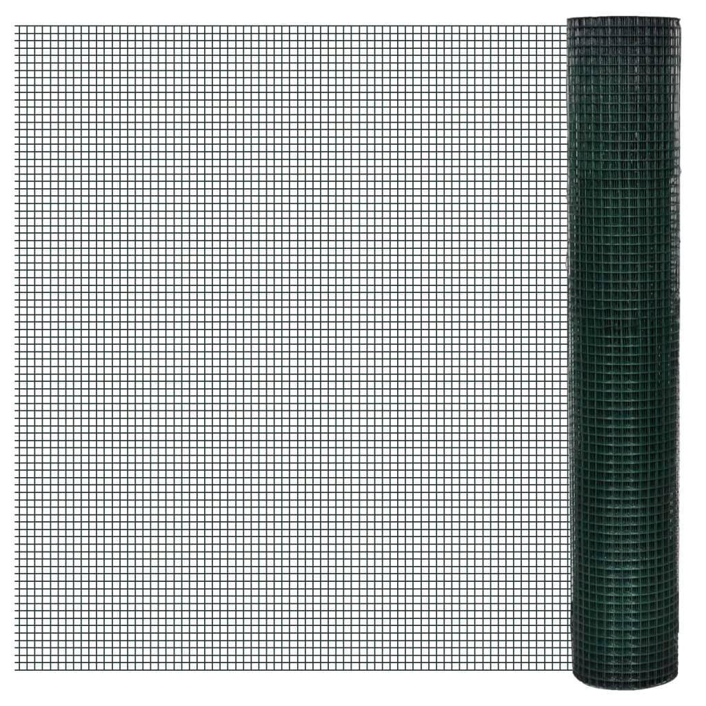 vidaXL Drahtzaun für Hühner Verzinkt mit PVC-Beschichtung 10x1 m Grün